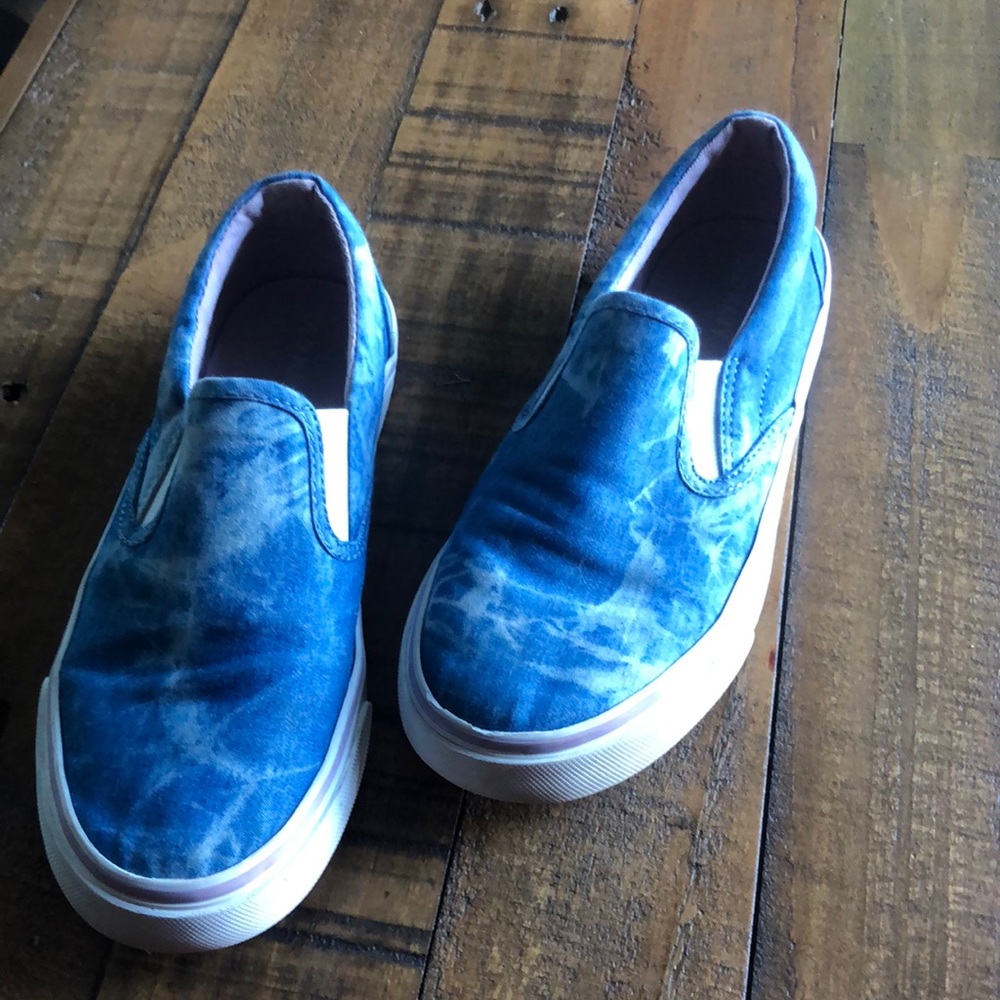 Tie dye blue gently used slip on shoes